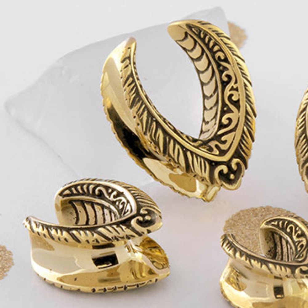 Gold brass ornate teardrop saddle gauge 3/4" 19mm